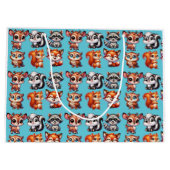 Woodland Creatures Boy's Baby Shower Große Geschenktüte (Rückseite)