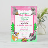 Woodland Creatures Forest Animals Baby Shower Einladung (Stehend Vorderseite)