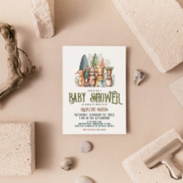 Woodland Creatures Forest Watercolor Babydusche Einladung