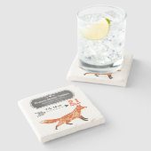 Woodland Creatures Fox Baby Stats Keepake halten Steinuntersetzer (Seitenansicht)