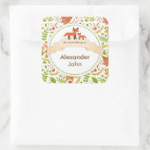 Woodland Creatures Fox Book Teller / Herbstlaube Quadratischer Aufkleber (Tasche)