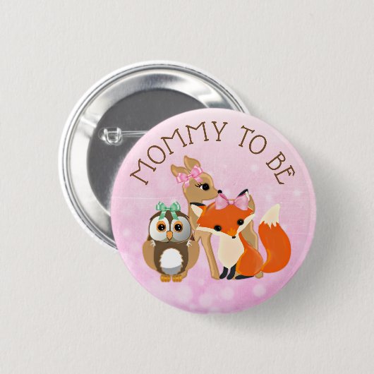 Woodland Creatures Mama to be Baby Showbutton Button (Vorne & Hinten)