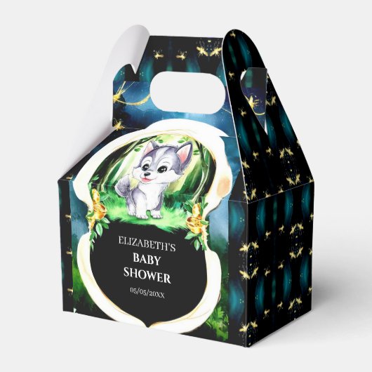 Woodland Custom Wolf Baby Dusche Geschenkschachtel (Vorderseite)