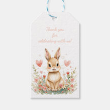 Woodland Cute Bunny Pink Hearts Pastel Floral Girl
