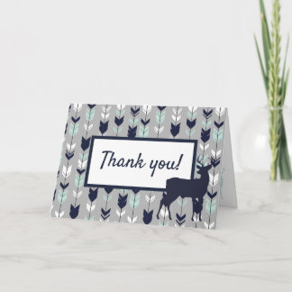 Woodland Dankeschön Karte - Minze, Marine und grau