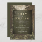 Woodland Dark Forest Moody River Wedding Einladung (Vorne/Hinten)