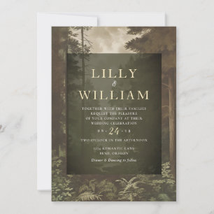 Woodland Dark Forest Moody River Wedding Einladung