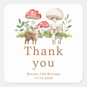 Woodland Dee Birthday Party Quadratischer Aufkleber