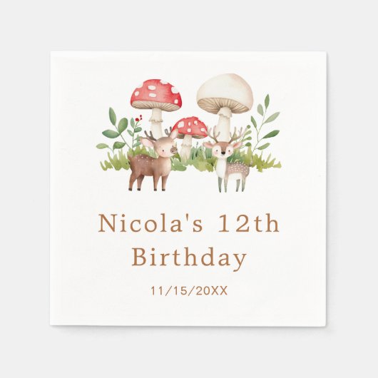 Woodland Dee Birthday Party Serviette (Vorderseite)