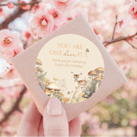 Woodland Dee First Birthday Vielen Dank Runder Aufkleber