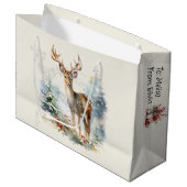 Woodland Deer Add Names Weihnachten Zwei Szenen Große Geschenktüte (Vorderseite Schrägansicht)
