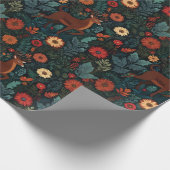 Woodland Deer and Flowers Holiday Gift Wrap Geschenkpapier (Ecke)