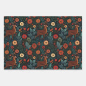 Woodland Deer and Flowers Holiday Gift Wrap Geschenkpapier Set (Vorderseite 2)