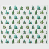 Woodland Deer and Pine Trees Pattern Geschenkpapier (Flach)