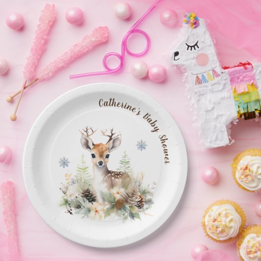 Woodland Deer Animal Baby Dusche Pappteller (Party)