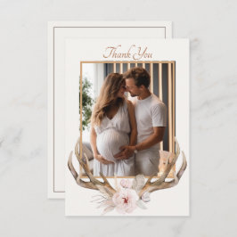 Woodland Deer Antlers Kinderdusche Dankeschön Kart Dankeskarte