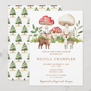Woodland Deer Baby Dusche Einladung