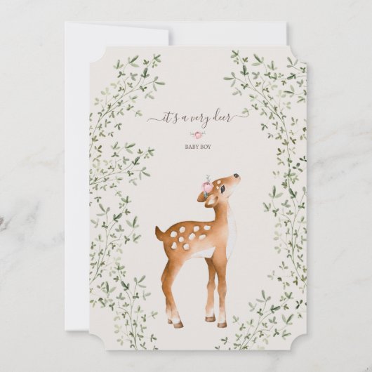 Woodland Deer Baby Dusche Einladung (Rückseite)