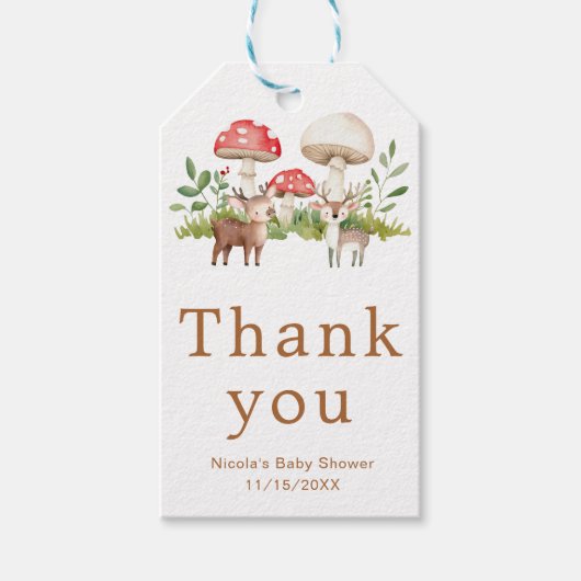 Woodland Deer Baby Dusche Geschenkanhänger (Vorderseite)