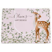 Woodland Deer Baby Dusche Große Geschenktüte (Vorderseite)