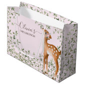Woodland Deer Baby Dusche Große Geschenktüte (Vorderseite Schrägansicht)
