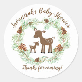 Woodland Deer Baby Dusche Pflegeaufkleber Runder Aufkleber