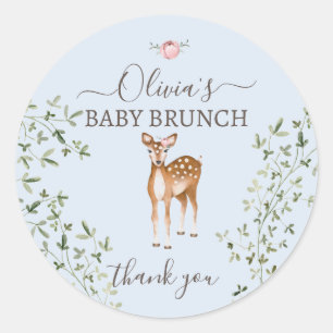 Woodland Deer Baby Dusche Runder Aufkleber