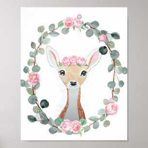 Woodland Deer Baby Girl Duft Poster