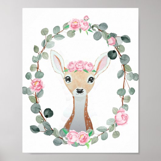 Woodland Deer Baby Girl Duft Poster (Vorne)