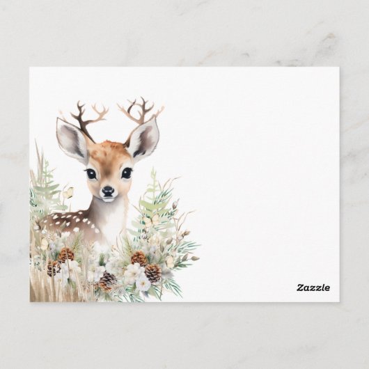 Woodland Deer Baby Shooter Boy Game Postkarte (Rückseite)