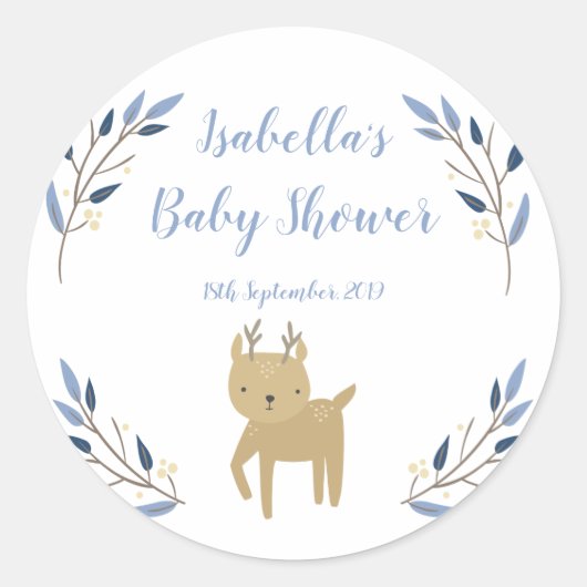 Woodland Deer Baby Shooter Favor Sticker (Vorderseite)
