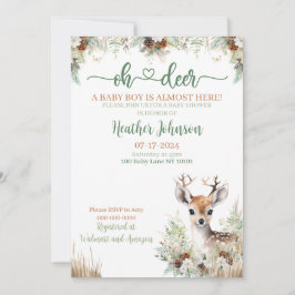 Woodland Deer Baby Shower Boy Einladung