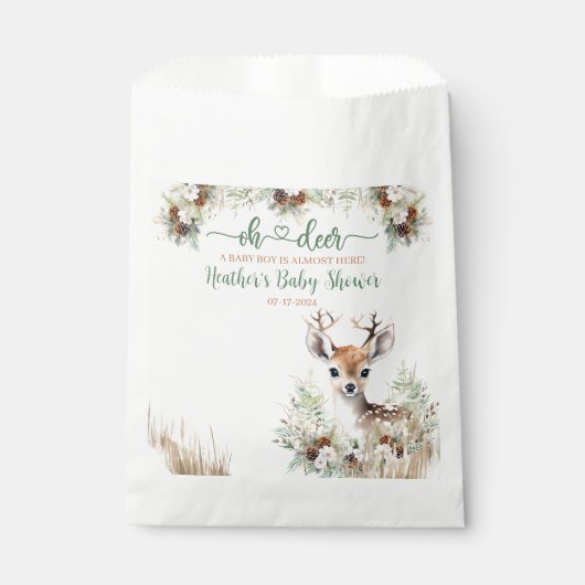 Woodland Deer Baby Shower Boy Geschenktütchen (Vorderseite)