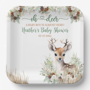 Woodland Deer Baby Shower Boy Pappteller