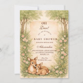 Woodland Deer Baby Shower Einladung (Vorderseite)