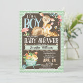 Woodland Deer Baby Shower Einladung Junge (Stehend Vorderseite)