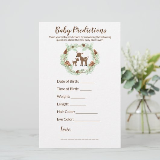 Woodland Deer Baby Shower Game (Stehend Vorderseite)