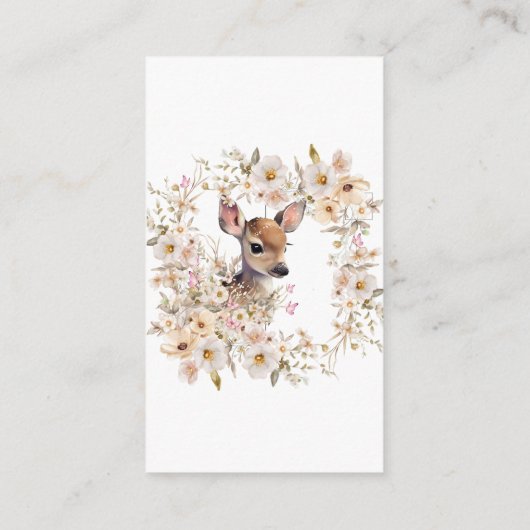 Woodland Deer Baby Shower Girl, Bücher für Baby Begleitkarte (Rückseite)