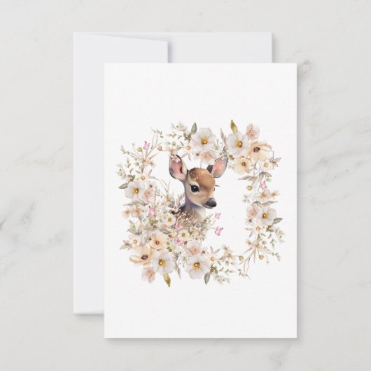 Woodland Deer Baby Shower Girl Dankeskarte (Rückseite)