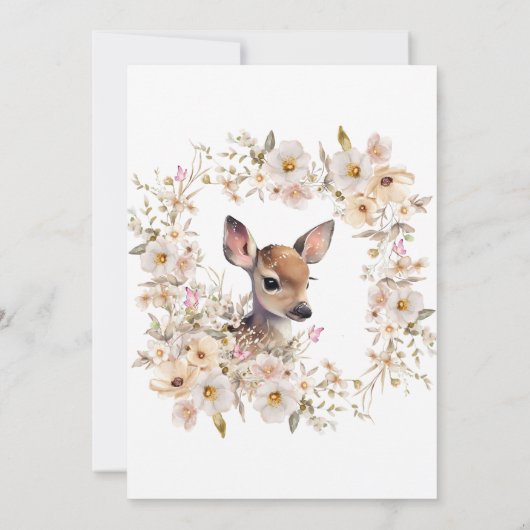 Woodland Deer Baby Shower Girl Einladung (Rückseite)