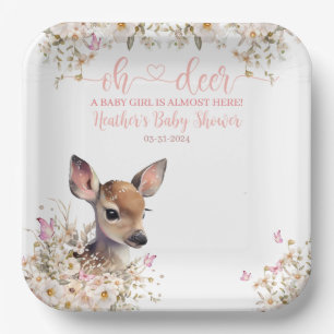 Woodland Deer Baby Shower Girl Pappteller