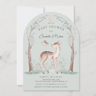 Woodland Deer Baby Shower Invitation Einladung