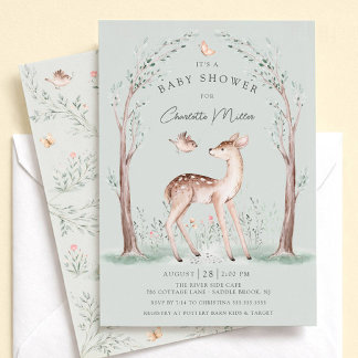 Woodland Deer Baby Shower Invitation Einladung
