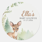 Woodland Deer Baby Shower Neutral Round Sticker (Vorderseite)