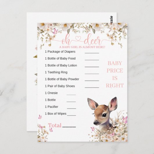 Woodland Deer Baby Showspiel Postkarte (Vorne/Hinten)