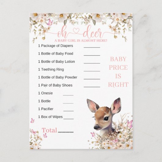 Woodland Deer Baby Showspiel Postkarte (Vorderseite)