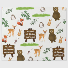Woodland Deer Bear Rabbit Fox Hedgehog Birthday Geschenkpapier