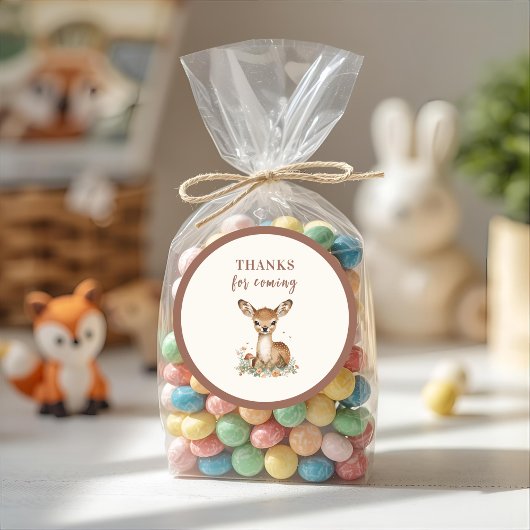 Woodland Deer Birthday Rustikaler Dank für das Kom Runder Aufkleber