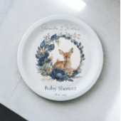 Woodland Deer Blue Flowers Boho Blätter Pappteller
