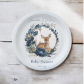 Woodland Deer Blue Flowers Boho Blätter Pappteller